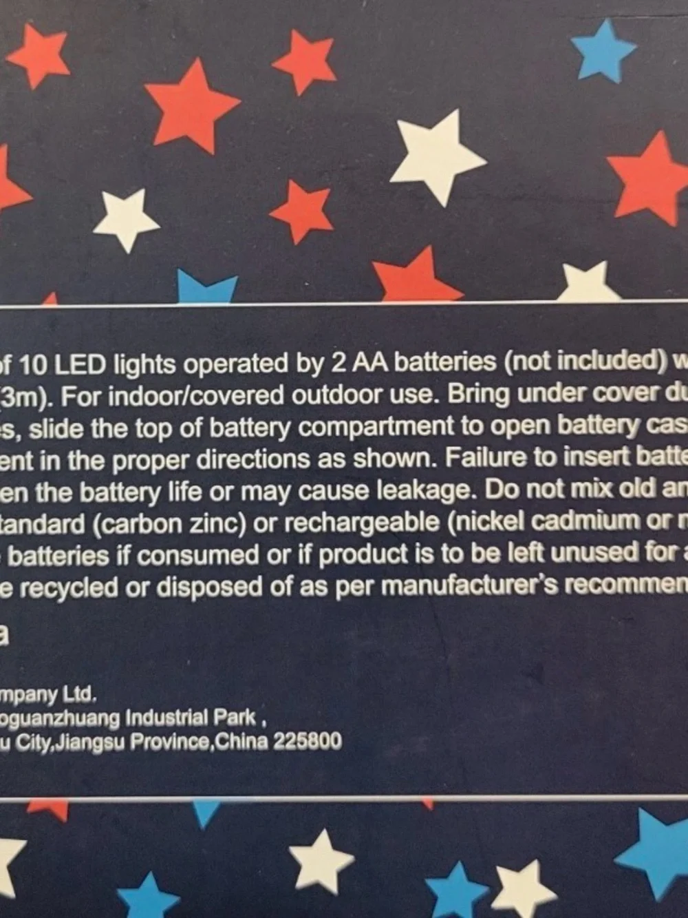 Stars & Stripes LED String Light - Star Shaped 10 Ct Patriotic Red White Blue